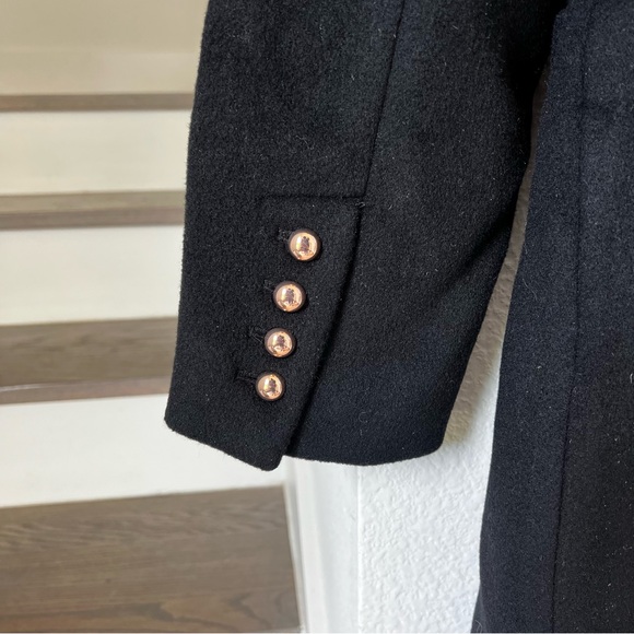 NEW Reformation Eden Nipped Waist Long Wool Coat - Black - Picture 8 of 9